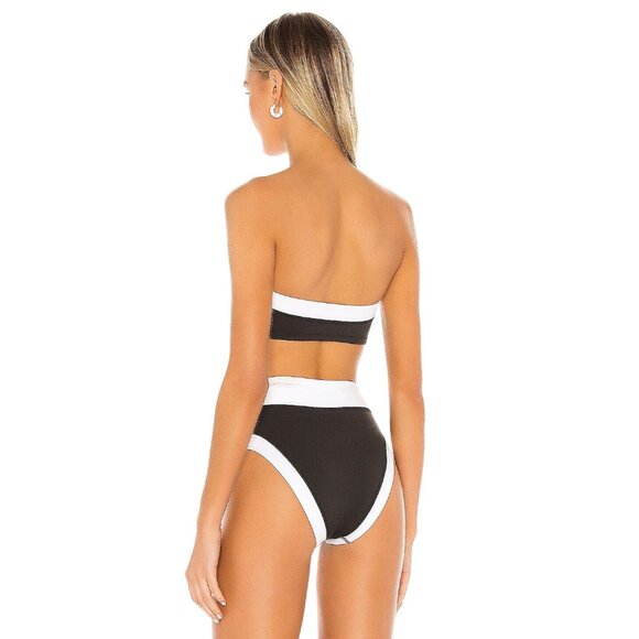 GIGI C Eddie Bikini Top in Black & White Colorblock XSmall Womens Swimsuit - Picture 2 of 16